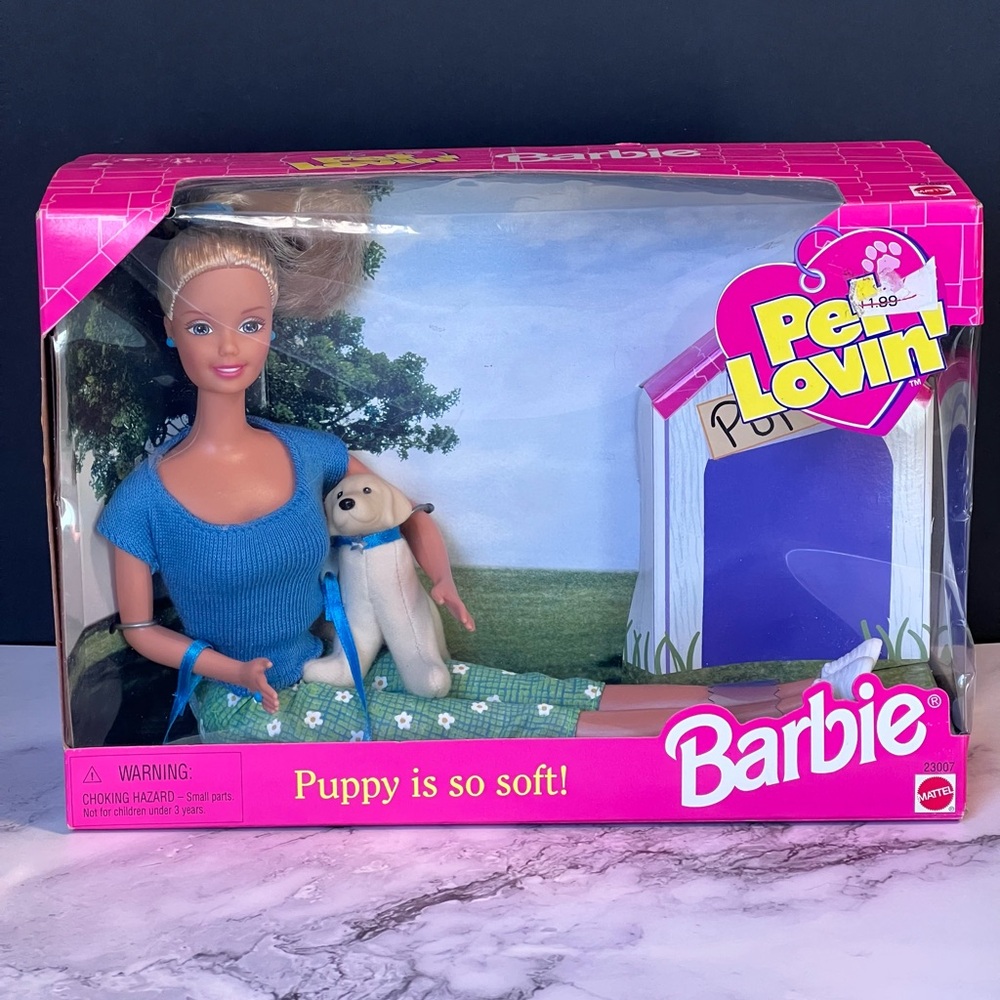 VINTAGE MATTEL BARBIE 1998 "PET LOVIN'" DOLL w/PUPPY #23007